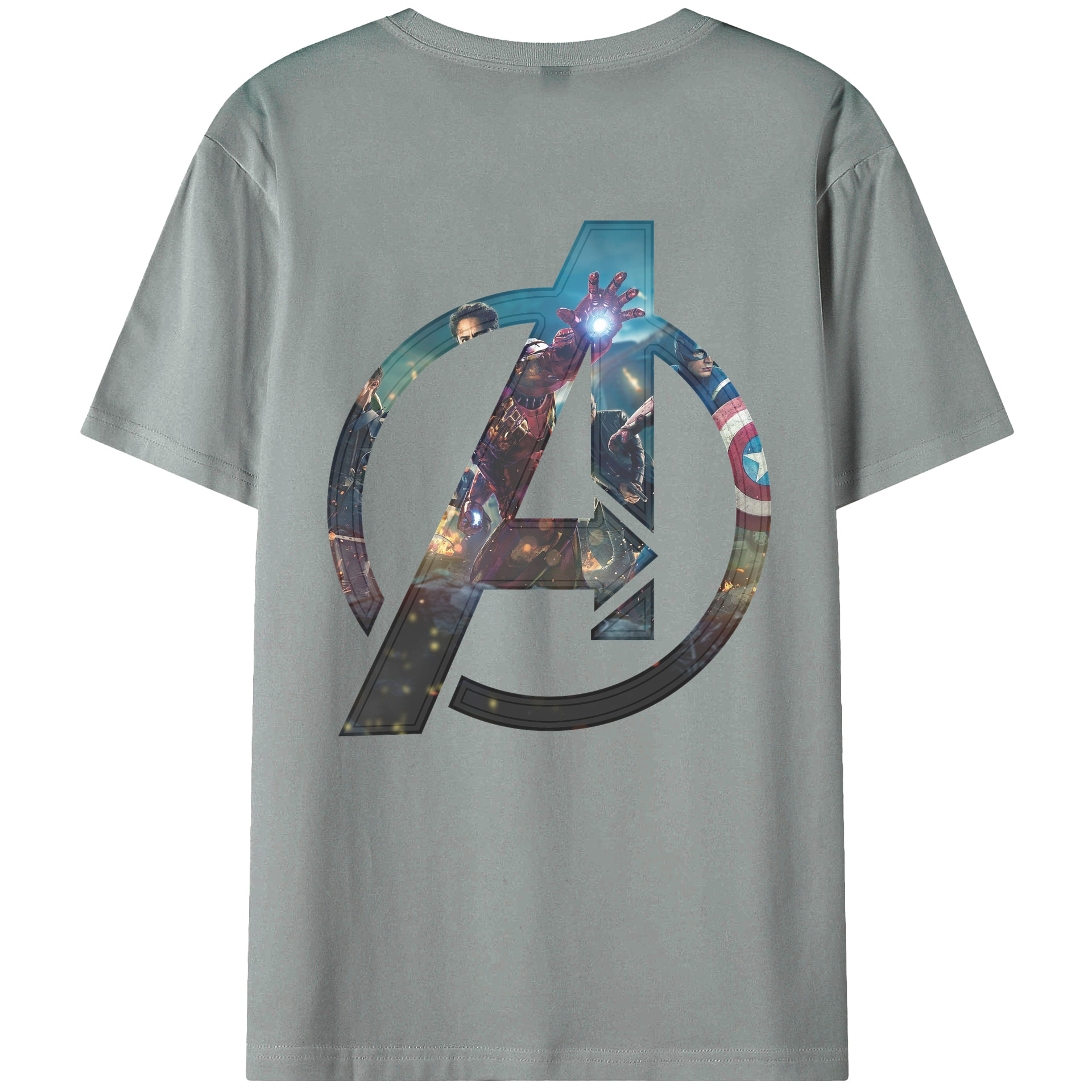 （画像用） アベンジャーズ The Avengers 綿100％ メンズ半袖Tシャツ（バックプリント） 通気性